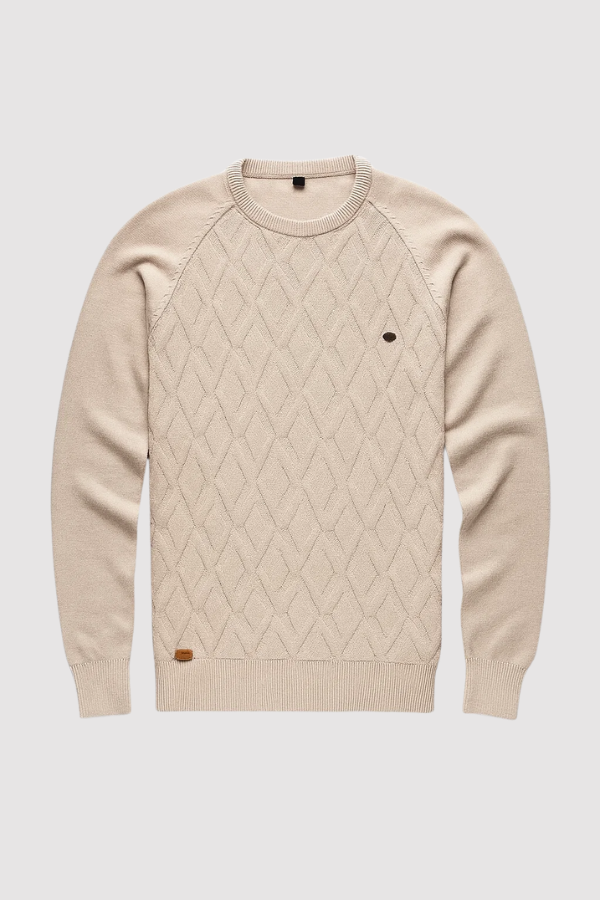 Herren Strickpullover Karo Rundhals Slim Fit elastisch bequem atmungsaktiv