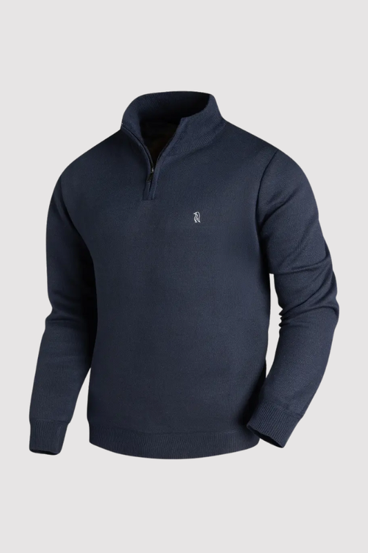 Herren Strickpullover, halber Reißverschluss Stehkragen leicht warm bequem vielseitig