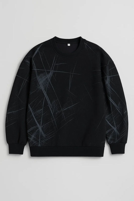 Herren Sweatshirt abstrakter Druck Schnitt locker atmungsaktiv Langarm bequem