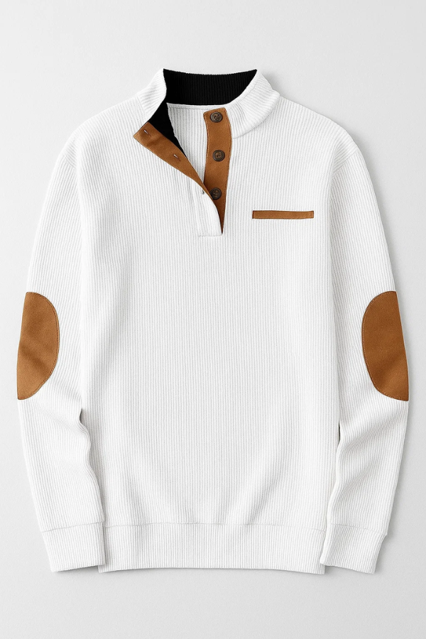 Herren Strickpullover Knopfkragen, Langarm bequeme warme atmungsaktive normale Passform