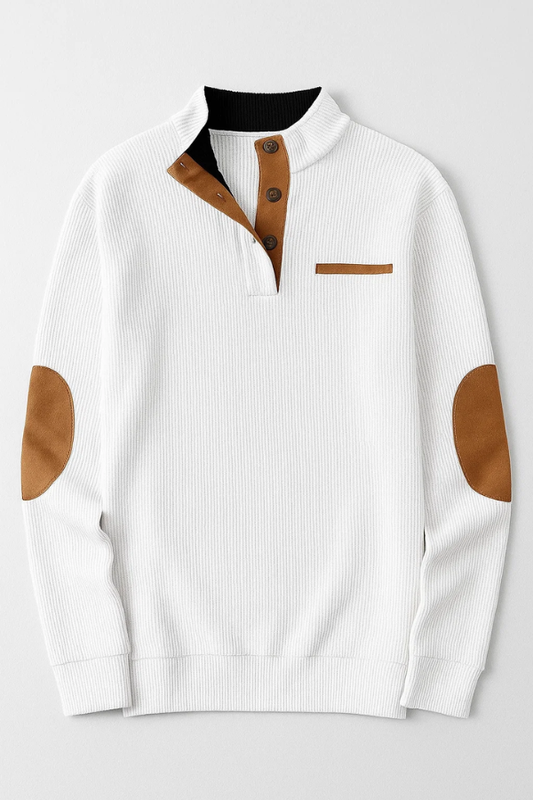 Herren Strickpullover Knopfkragen, Langarm bequeme warme atmungsaktive normale Passform