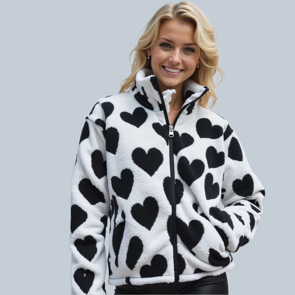Damen Winterjacke Blumenmuster Kapuze Kunstfell Fleece Warm Leicht Regular Fit Mehrfarbig
