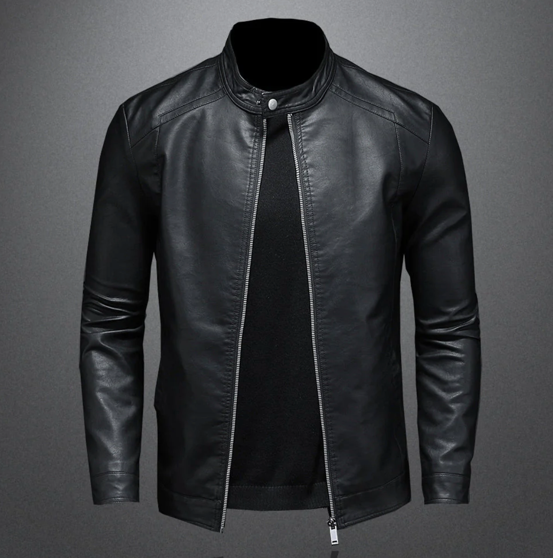 Herren Motorradjacke Regular Fit Kunstleder Vegan Biker Stil Casual Elegant Alltag Streetwear