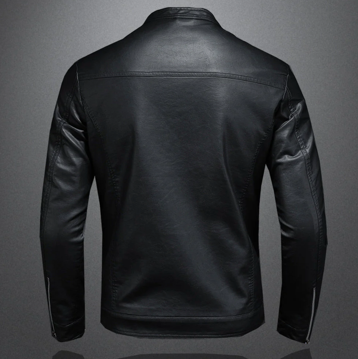 Herren Motorradjacke Regular Fit Kunstleder Vegan Biker Stil Casual Elegant Alltag Streetwear