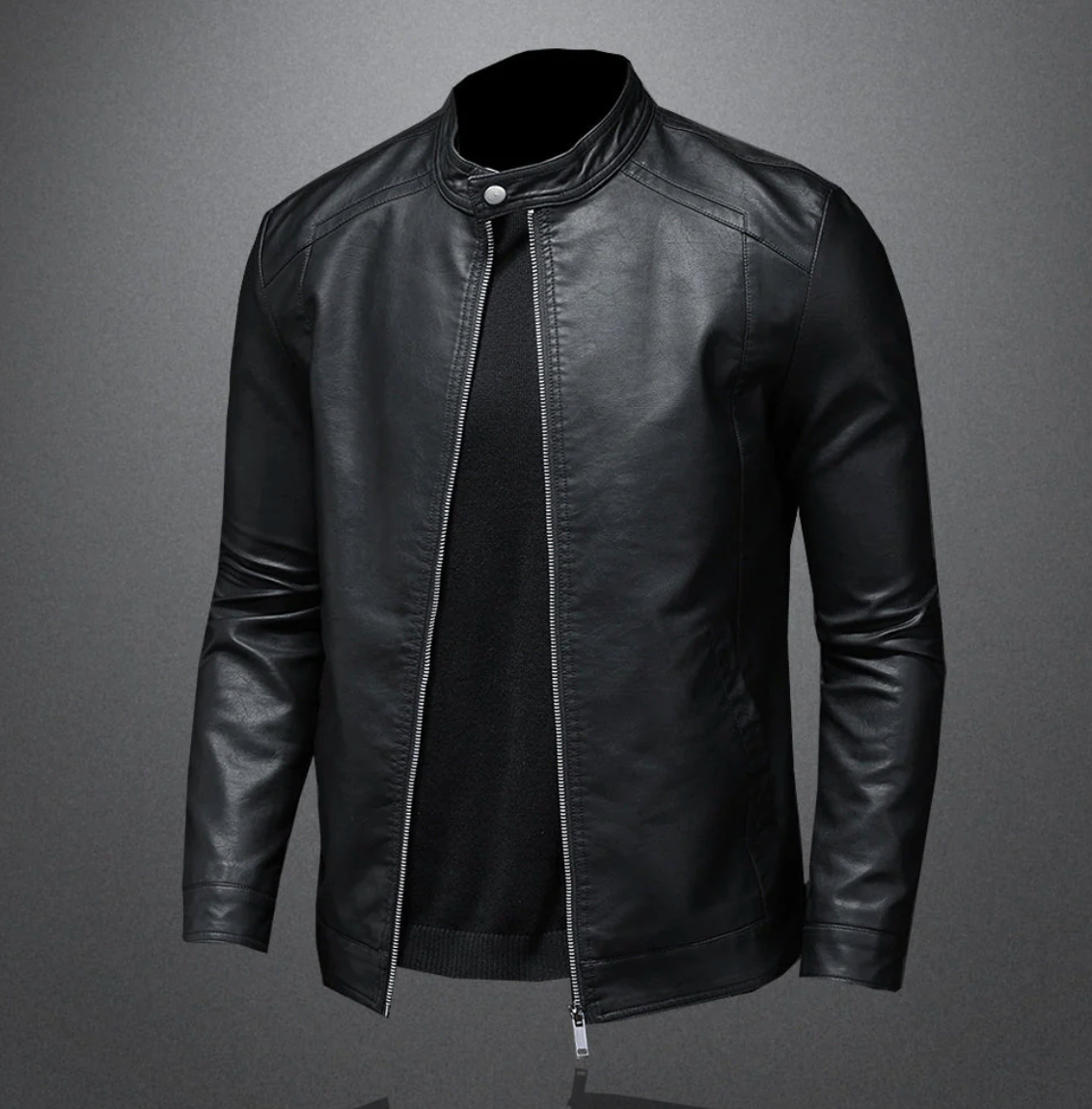 Herren Motorradjacke Regular Fit Kunstleder Vegan Biker Stil Casual Elegant Alltag Streetwear