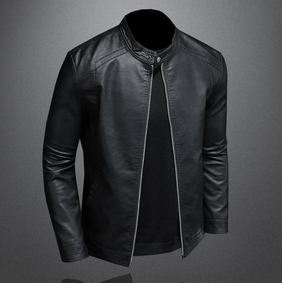 Herren Motorradjacke Regular Fit Kunstleder Vegan Biker Stil Casual Elegant Alltag Streetwear