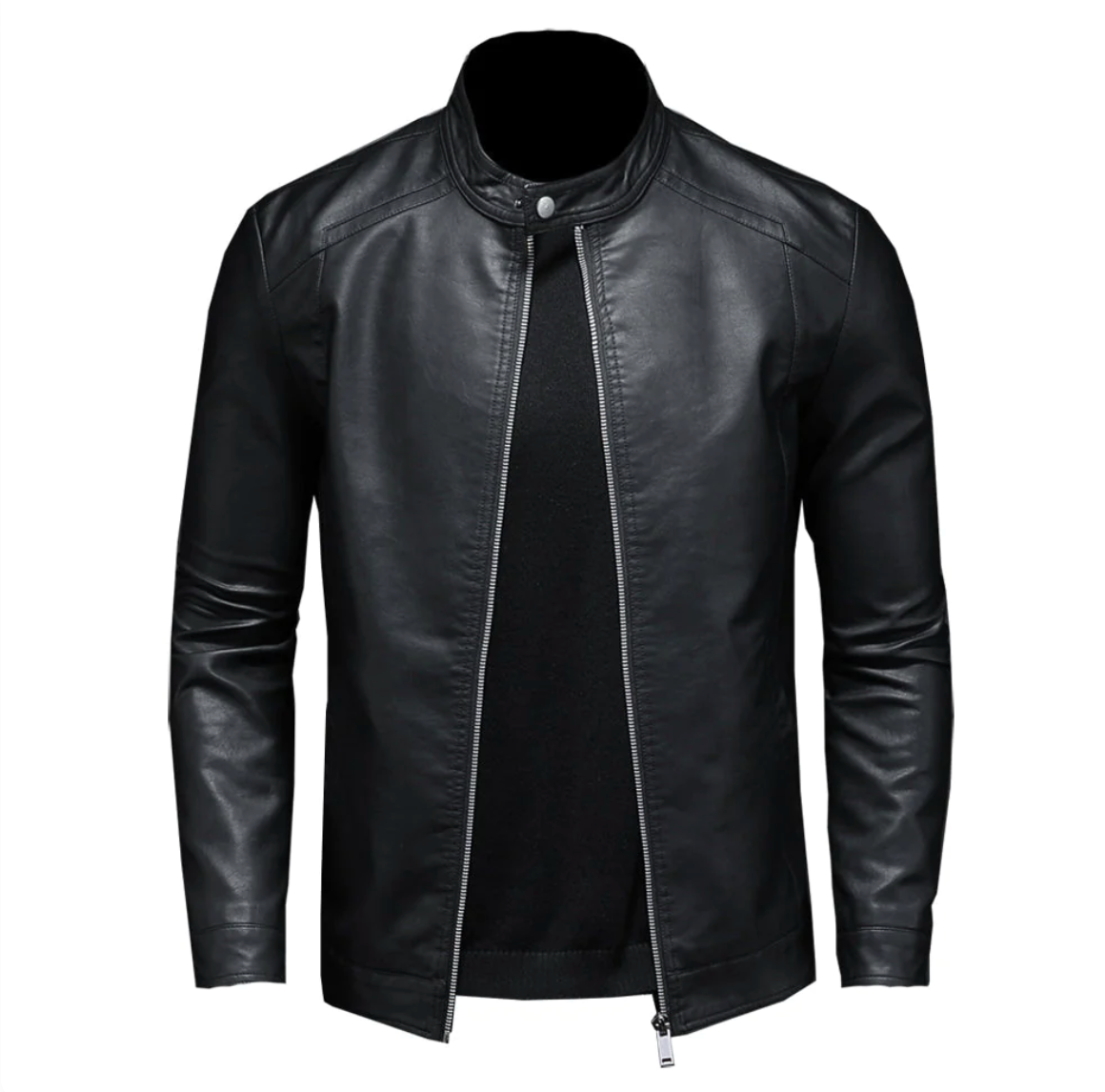 Herren Motorradjacke Regular Fit Kunstleder Vegan Biker Stil Casual Elegant Alltag Streetwear