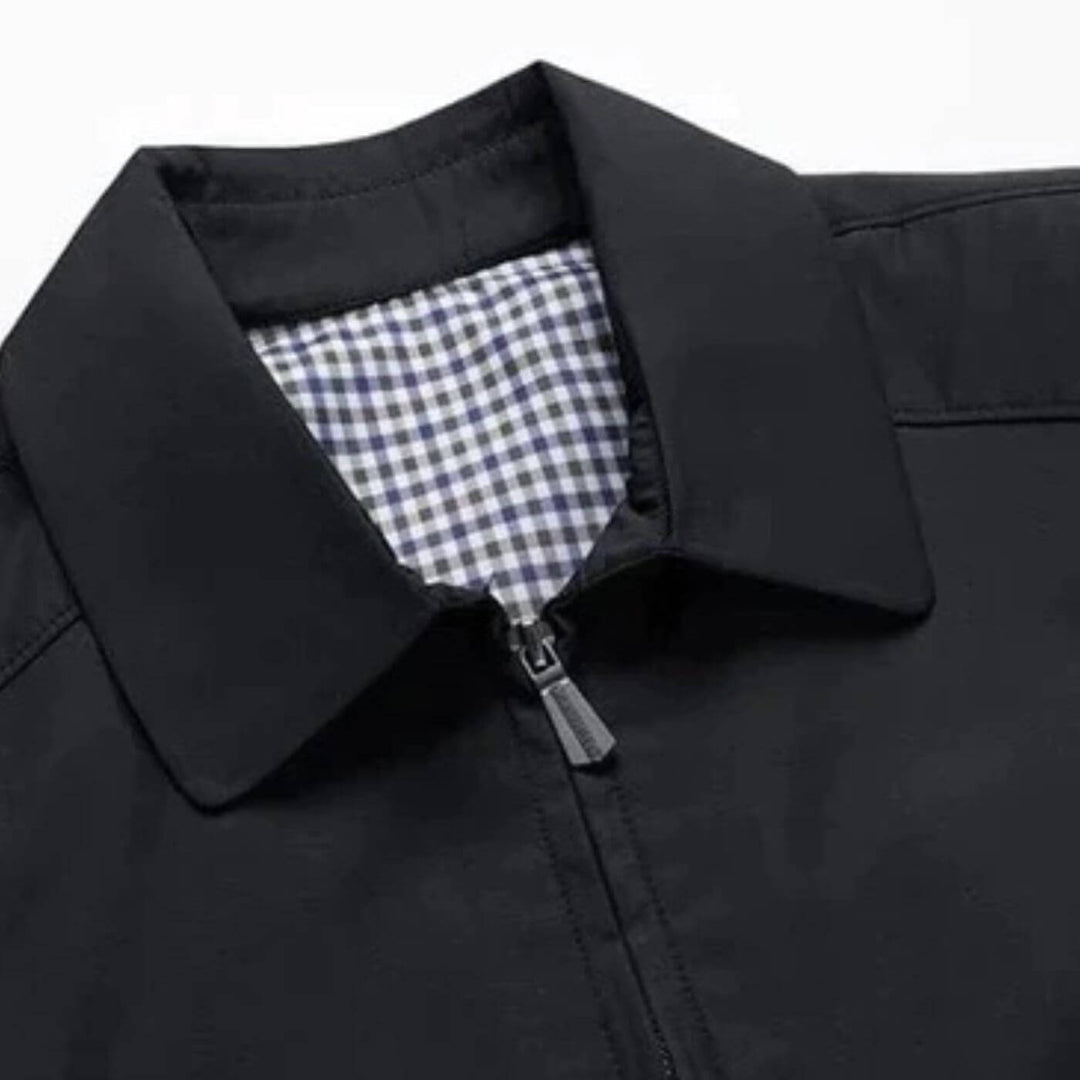 Herren Übergangsjacke Slim Fit leicht kariert gefüttert Freizeitjacke langarm einfarbig