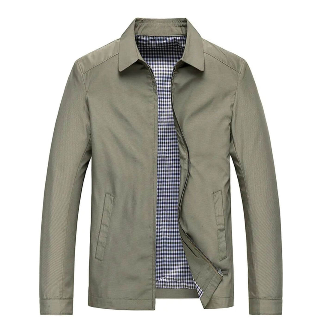 Herren Übergangsjacke Slim Fit leicht kariert gefüttert Freizeitjacke langarm einfarbig