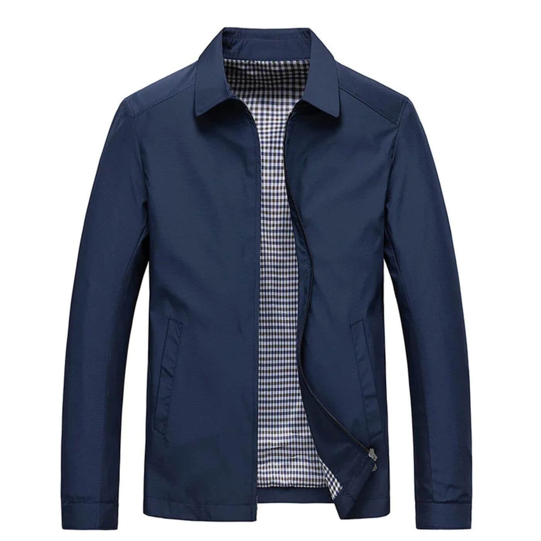 Herren Übergangsjacke Slim Fit leicht kariert gefüttert Freizeitjacke langarm einfarbig