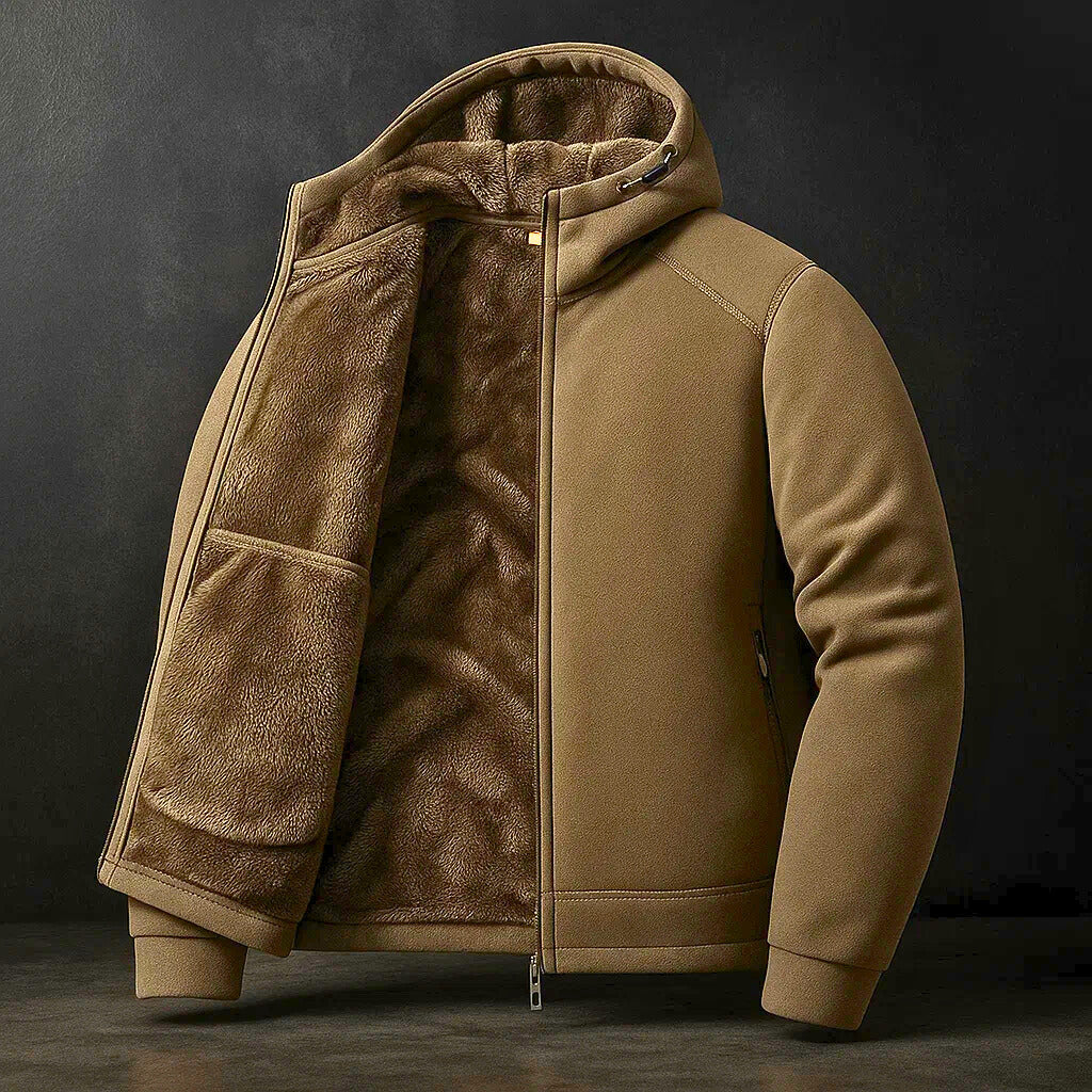 Herren Winterjacke Langarm Reißverschluss Stehkragen Fleecegefüttert Winddicht Freizeit Outdoor Jacke