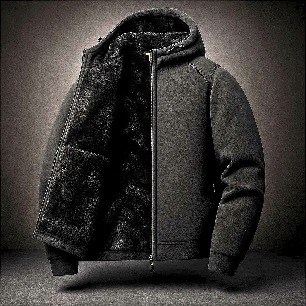 Herren Winterjacke Langarm Reißverschluss Stehkragen Fleecegefüttert Winddicht Freizeit Outdoor Jacke