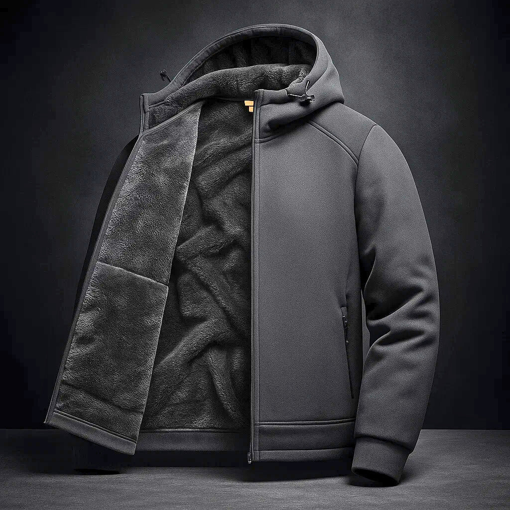 Herren Winterjacke Langarm Reißverschluss Stehkragen Fleecegefüttert Winddicht Freizeit Outdoor Jacke