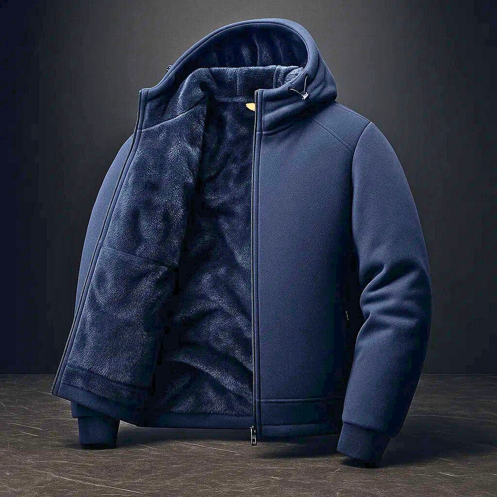 Herren Winterjacke Langarm Reißverschluss Stehkragen Fleecegefüttert Winddicht Freizeit Outdoor Jacke