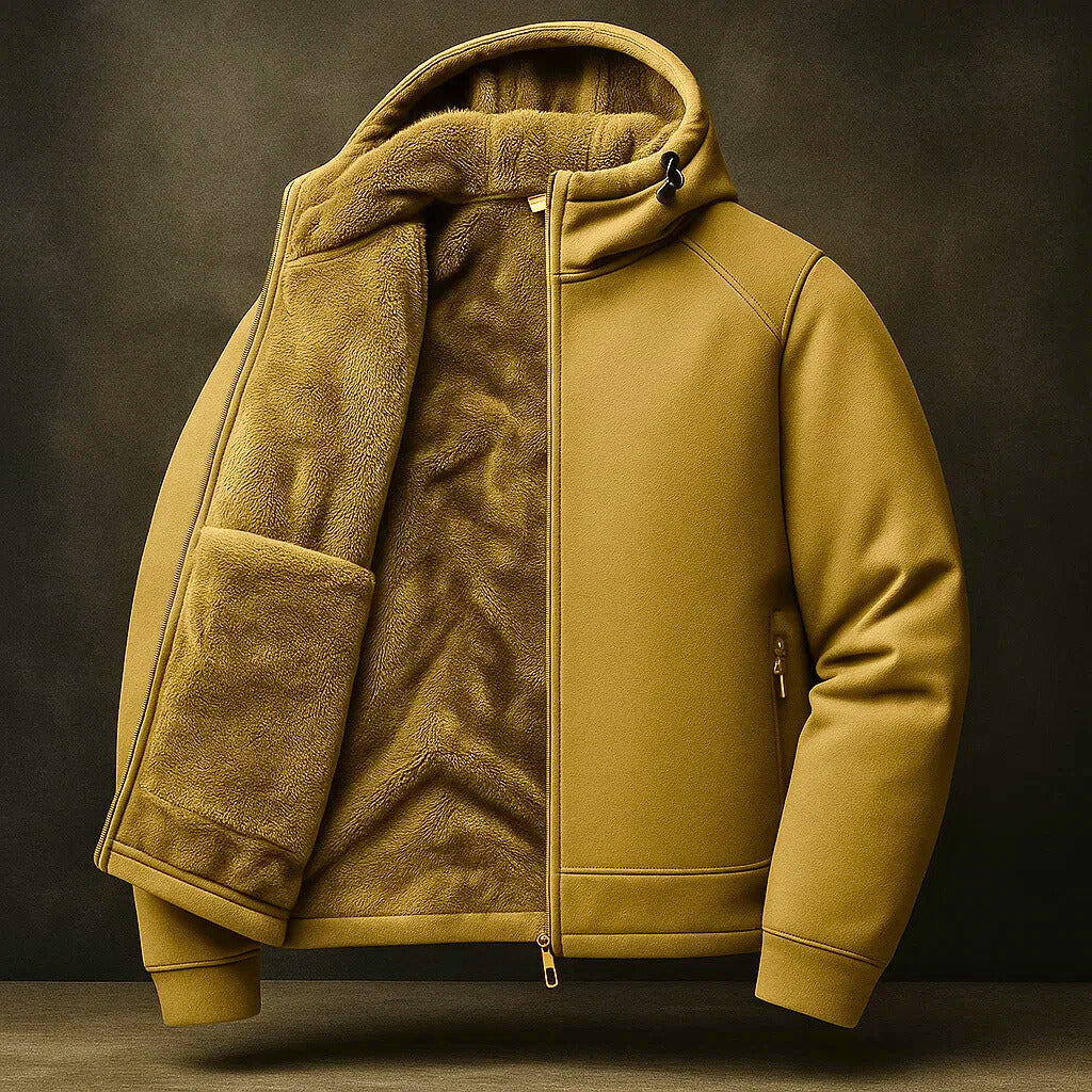 Herren Winterjacke Langarm Reißverschluss Stehkragen Fleecegefüttert Winddicht Freizeit Outdoor Jacke