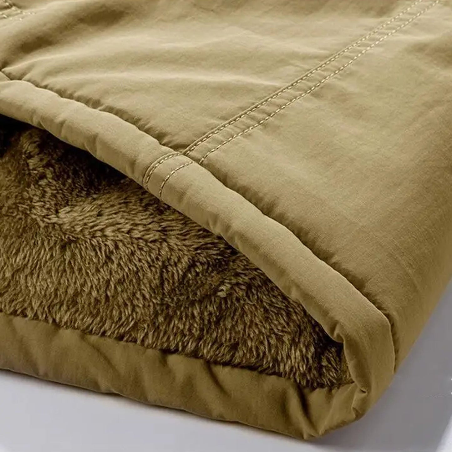 Herren Winterparka Gefüttert Fleece Isolierend Wasserabweisend Abnehmbare Kapuze Cargotaschen Regular Fit Outdoor