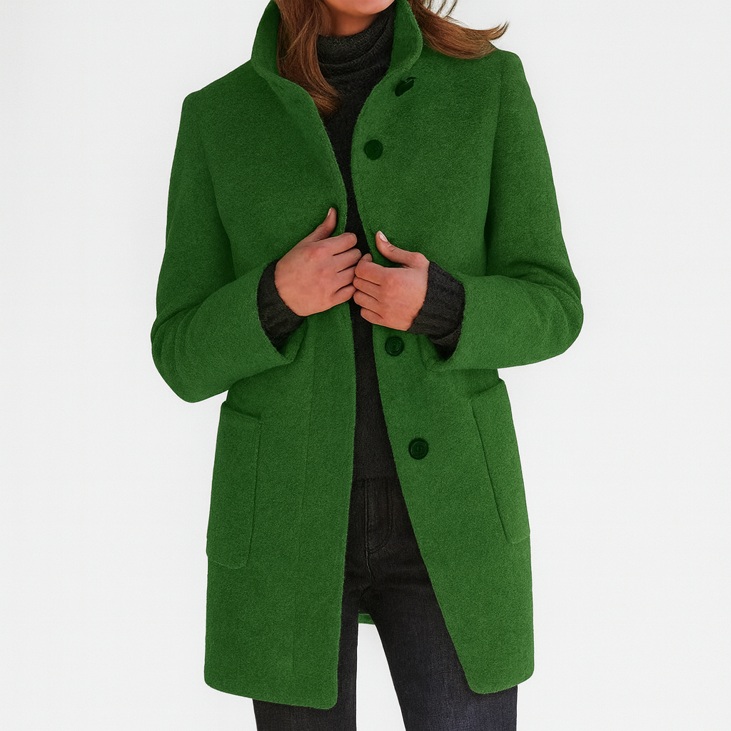 Damen Winterjacke Regular Fit Wollmix Stehkragen Warm Gefüttert Elegant Alltag Herbst Winter Taschen
