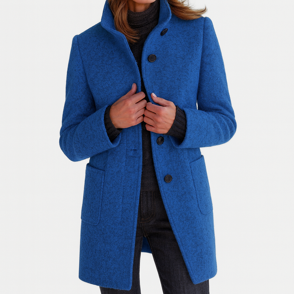 Damen Winterjacke Regular Fit Wollmix Stehkragen Warm Gefüttert Elegant Alltag Herbst Winter Taschen