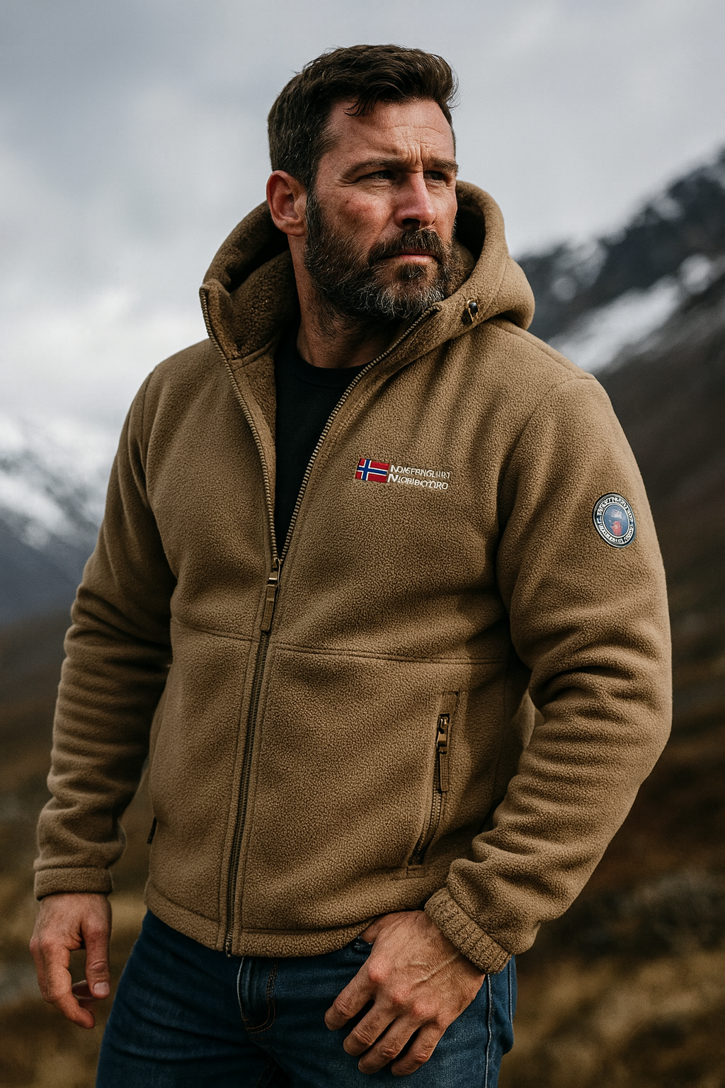 Herren Fleecejacke Winter Kapuze Winddicht Wasserabweisend Thermo Regular Fit Outdoor Tactical