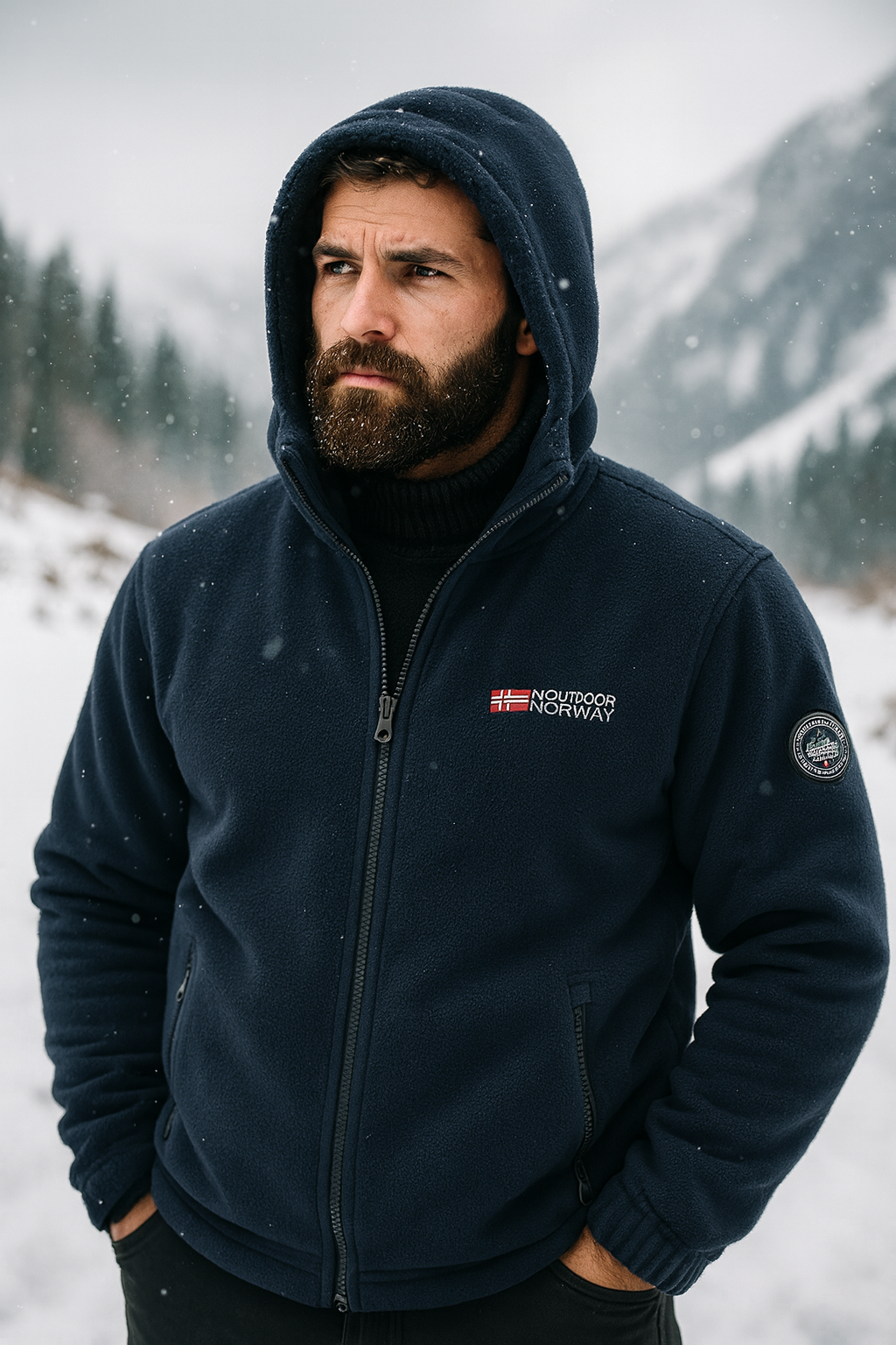 Herren Fleecejacke Winter Kapuze Winddicht Wasserabweisend Thermo Regular Fit Outdoor Tactical