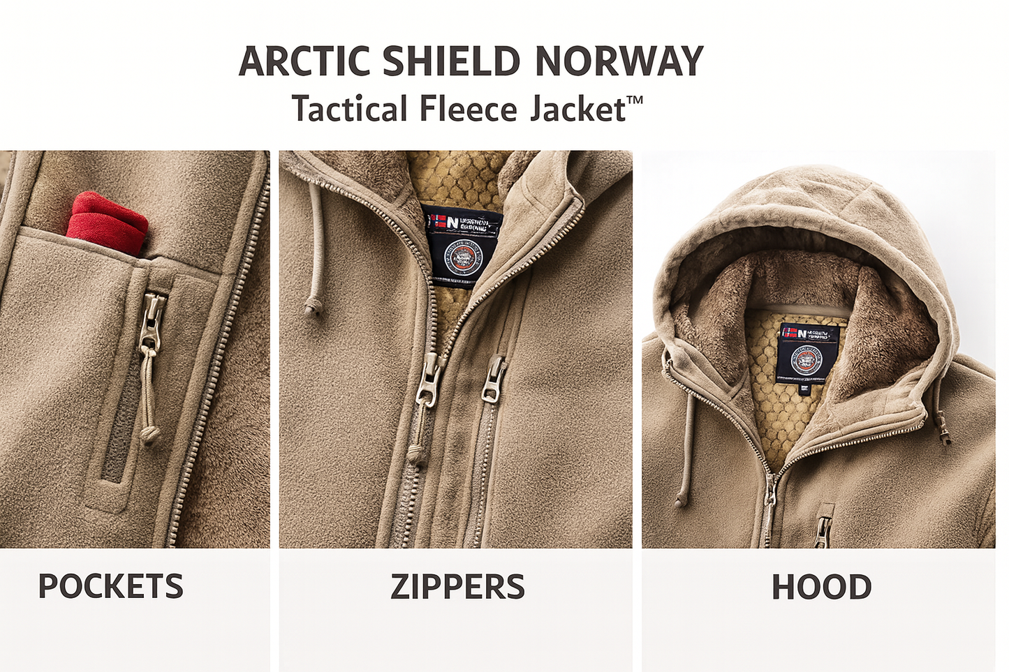 Herren Fleecejacke Winter Kapuze Winddicht Wasserabweisend Thermo Regular Fit Outdoor Tactical