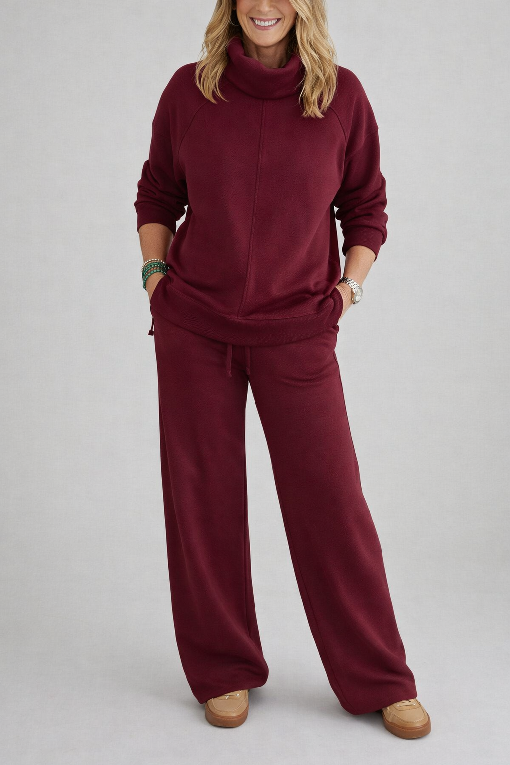 Damen zweiteiliges Set lose bequeme minimalistische atmungsaktive elegante Passform