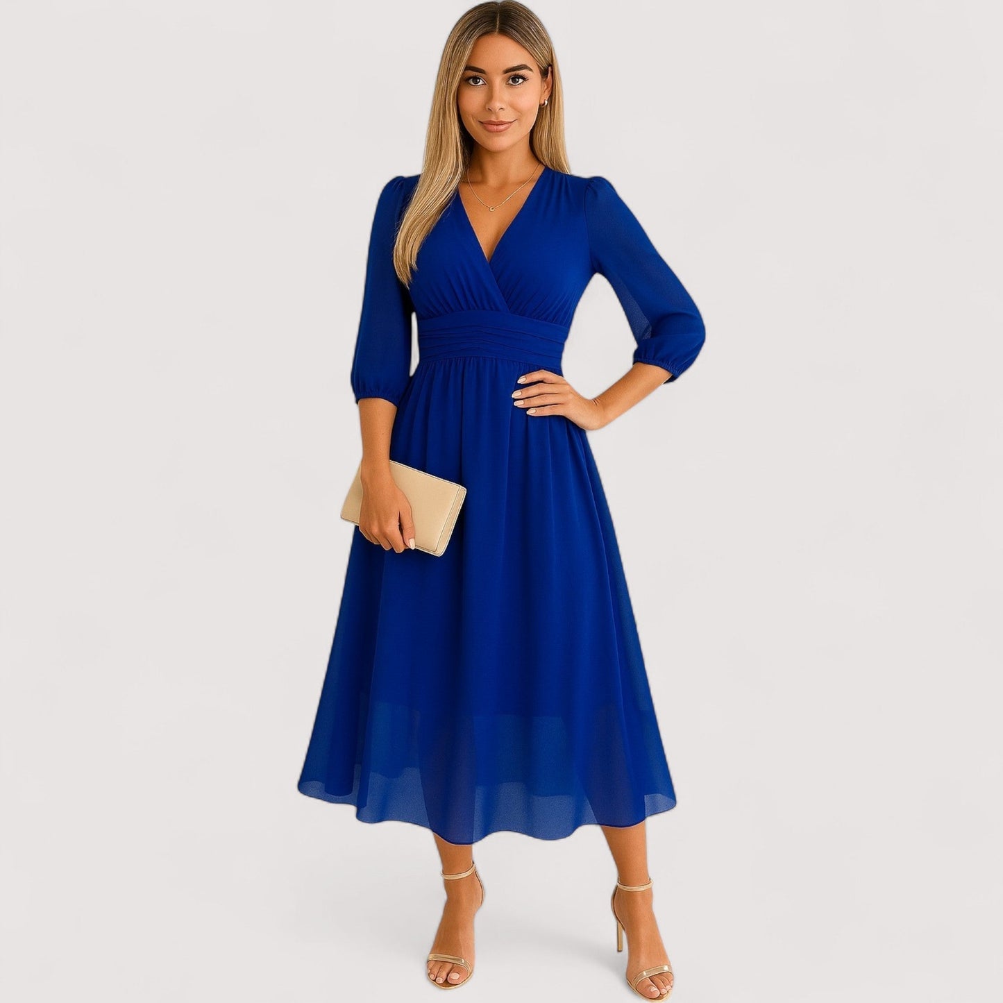 Damen Chiffonkleid leicht luftig fließend bequeme Passform für Alltag und Freizeit
