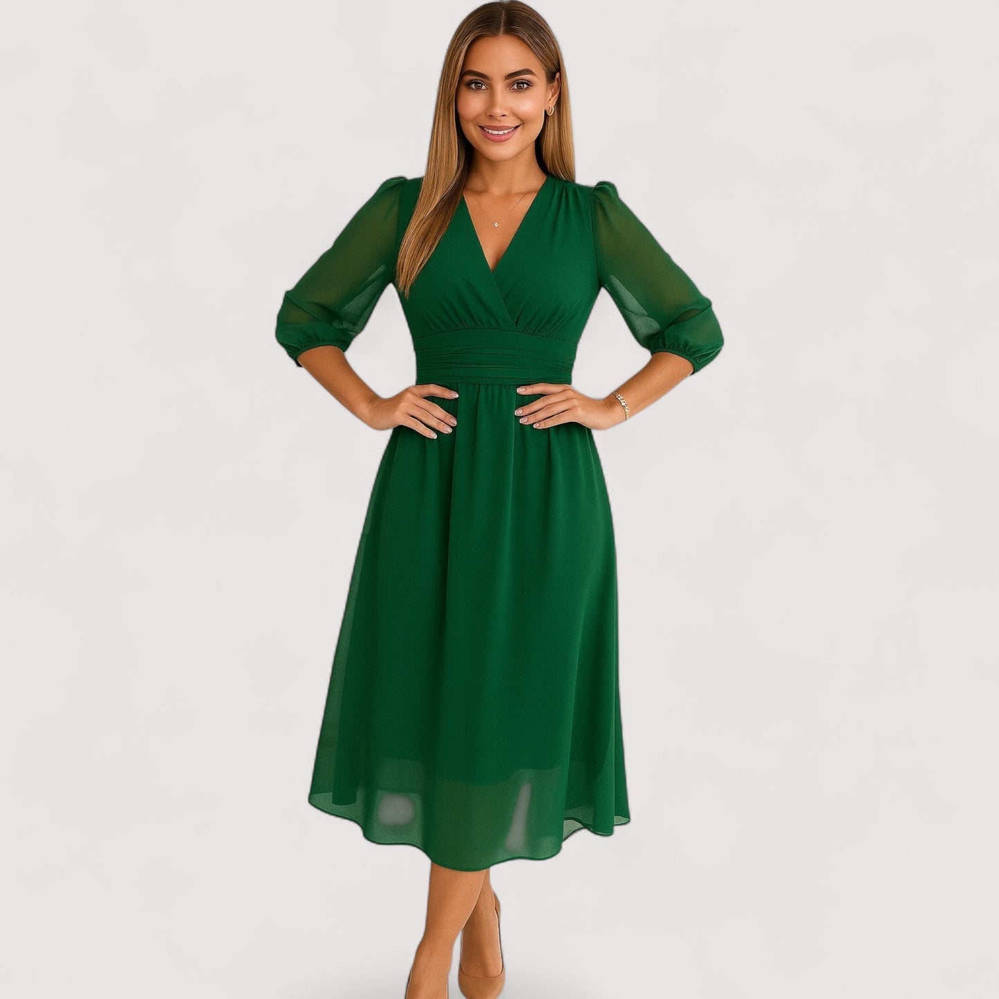 Damen Chiffonkleid leicht luftig fließend bequeme Passform für Alltag und Freizeit