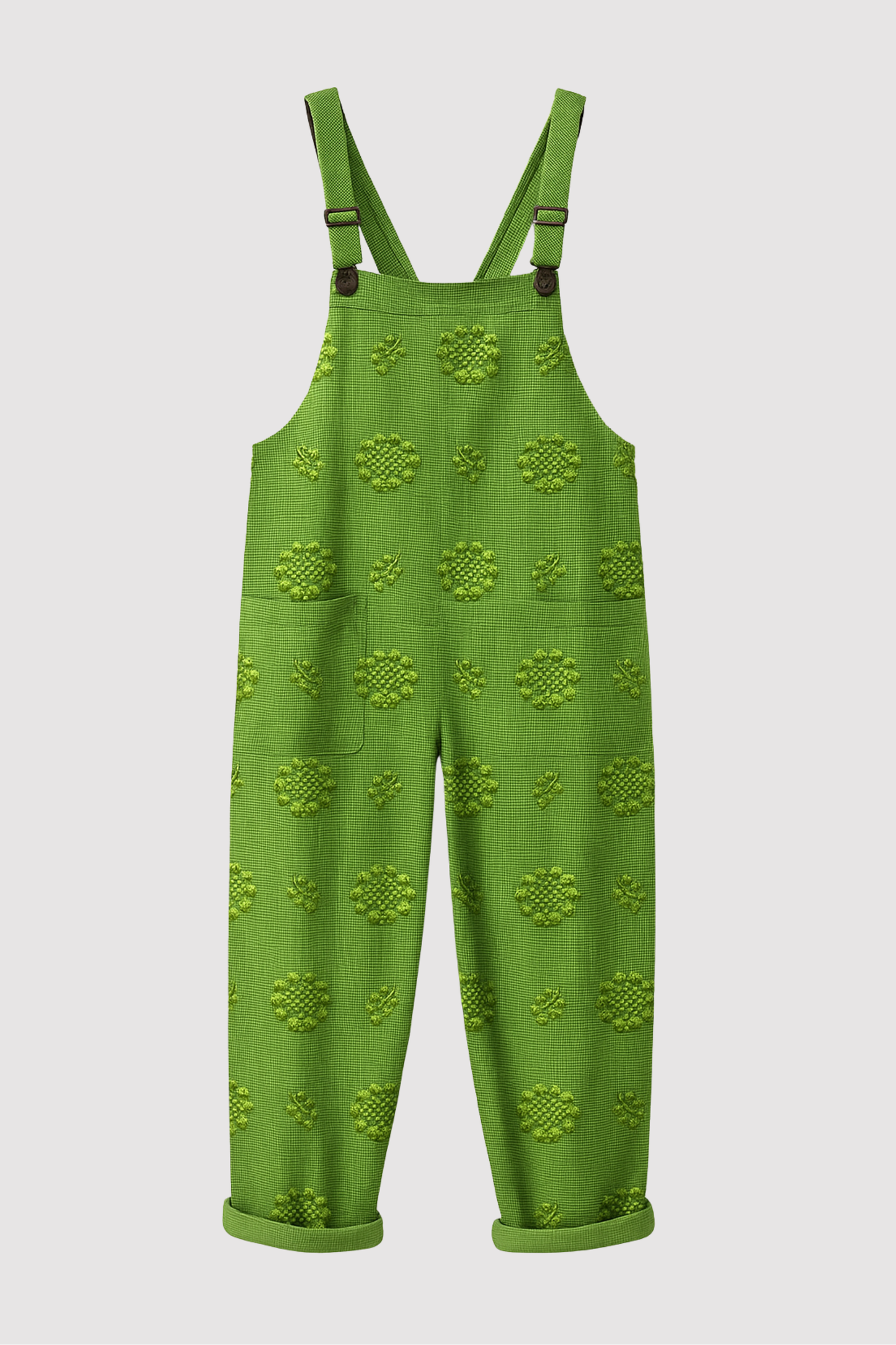Damen Jumpsuit Vintage Blumenprint locker geschnitten ärmellos mit Taschen und verstellbarem Gürtel