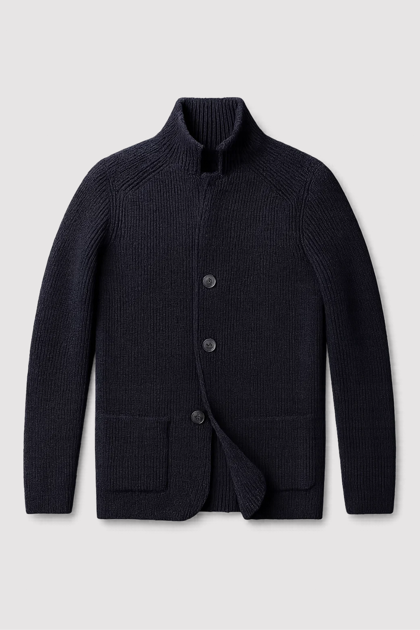 Herren Strickjacke Regular Fit Stehkragen Weich Warm Alltag Business Casual Komfort
