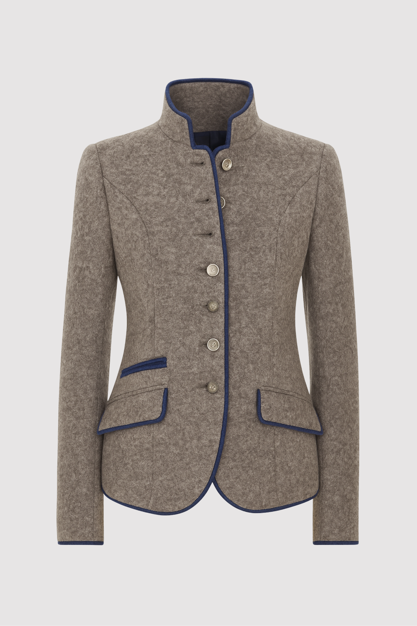 Damen Blazer Tailliert Elegant Knöpfe Kontrastpaspel Büro Freizeit Business Chic Figurbetont Klassisch