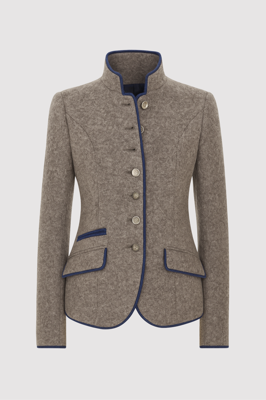 Damen Blazer Tailliert Elegant Knöpfe Kontrastpaspel Büro Freizeit Business Chic Figurbetont Klassisch