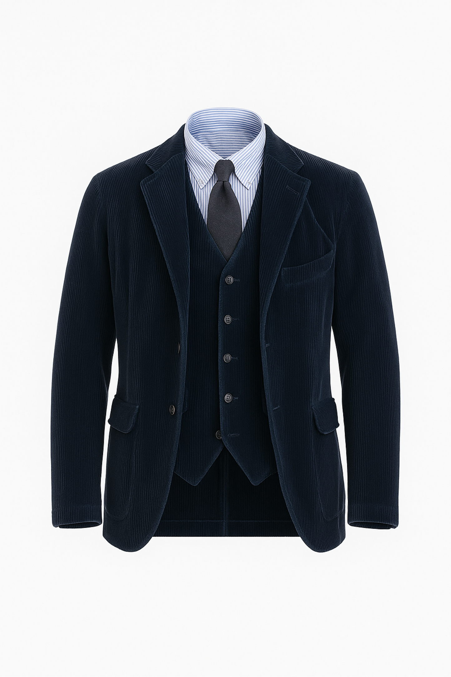 Herren Blazer-Set Slim Fit Samt Weste Zweiteilig Elegant Business Abend Freizeit