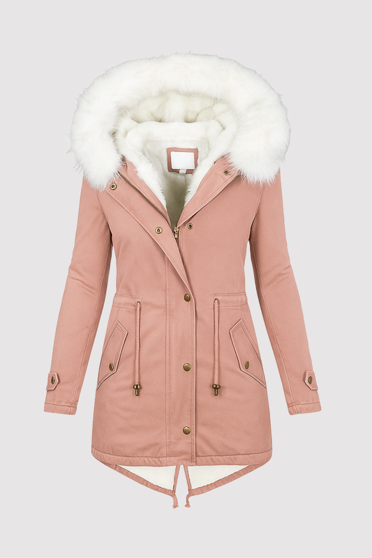 Damen Wintermantel Regular Fit Kapuze Tailliert Warm Gefüttert Winddicht Elegant Freizeit Outdoor