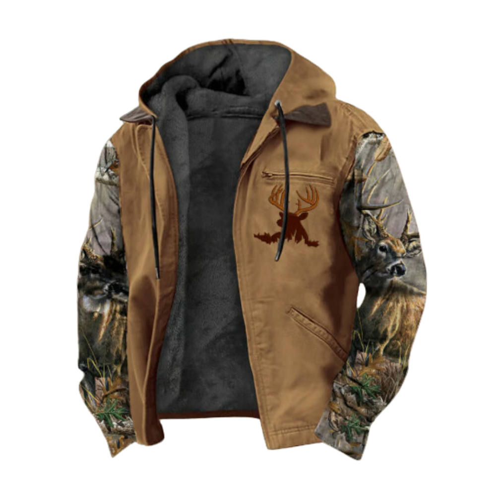 Herren Fleece Hoodie Jacke Vintage einfarbig langarm Kapuze Freizeitjacke Taschen Regular Fit Größen