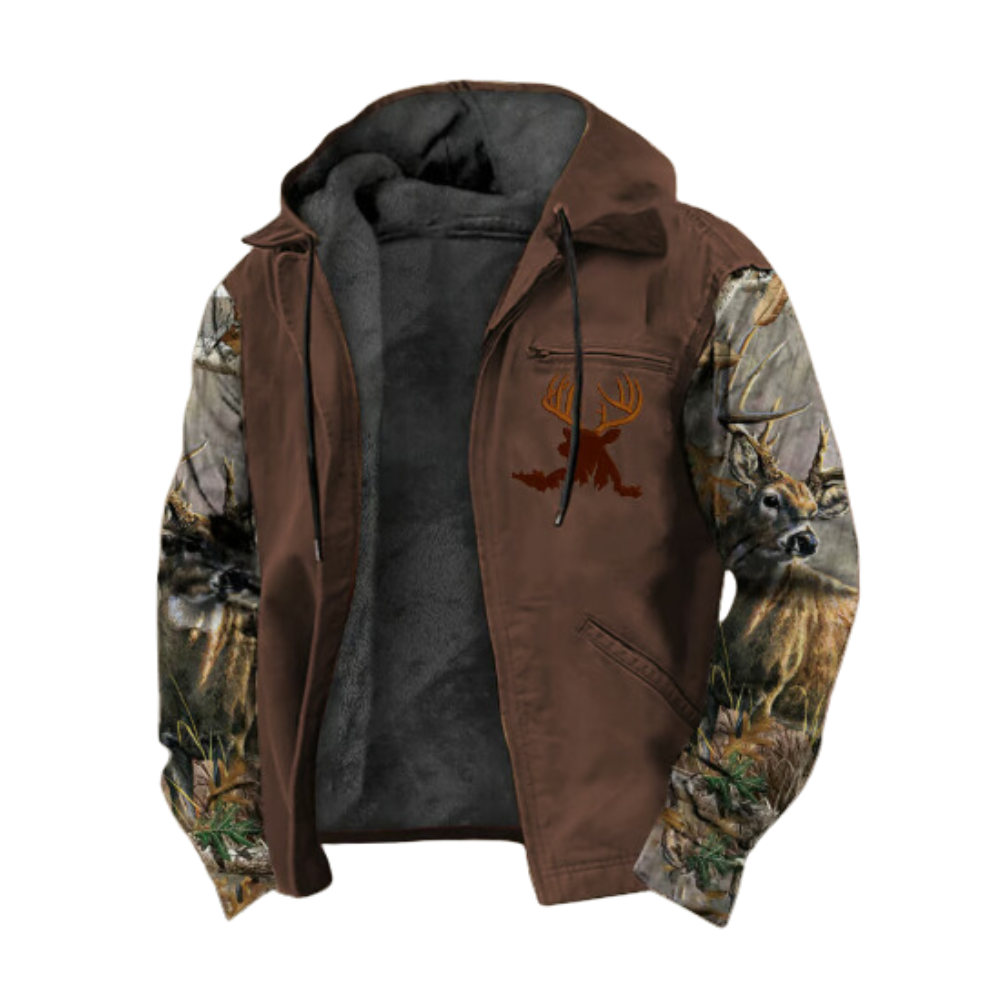 Herren Fleece Hoodie Jacke Vintage einfarbig langarm Kapuze Freizeitjacke Taschen Regular Fit Größen