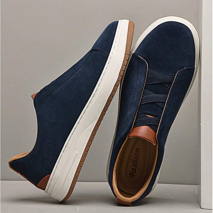 Herren Sneaker Slip-On Wildleder weich gepolstert leicht flexibel minimalistisch Alltag Schuhe