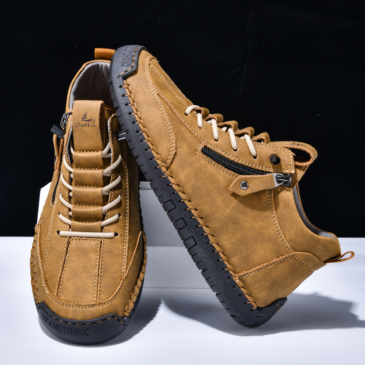 Herren Schuhe Nubukleder seitlicher Reißverschluss gepolstert rutschfeste Gummisohle flexibel Alltag