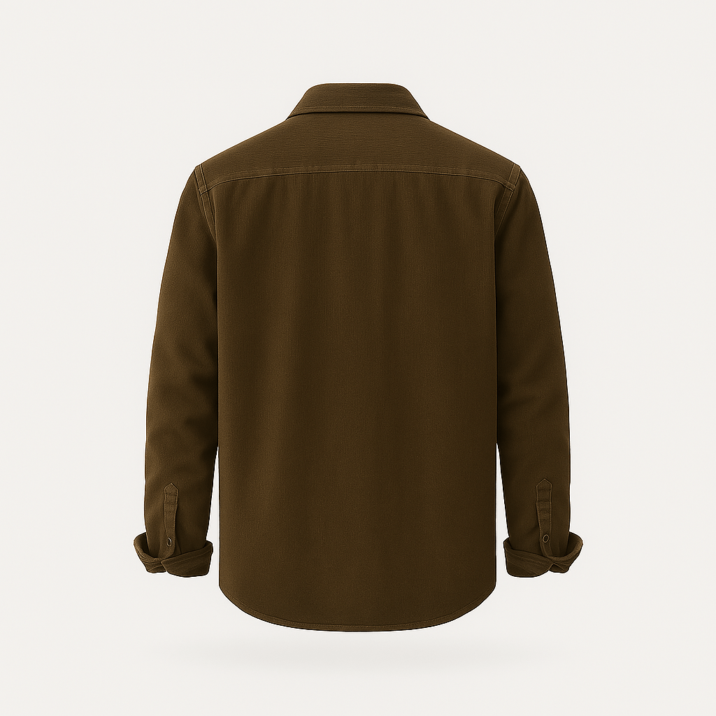 Herren Cordhemd langarm einfarbig Knopfleiste Regular Fit Freizeit Business Hemd Taschen