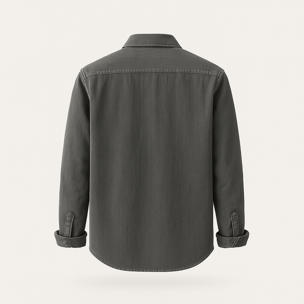 Herren Cordhemd langarm einfarbig Knopfleiste Regular Fit Freizeit Business Hemd Taschen