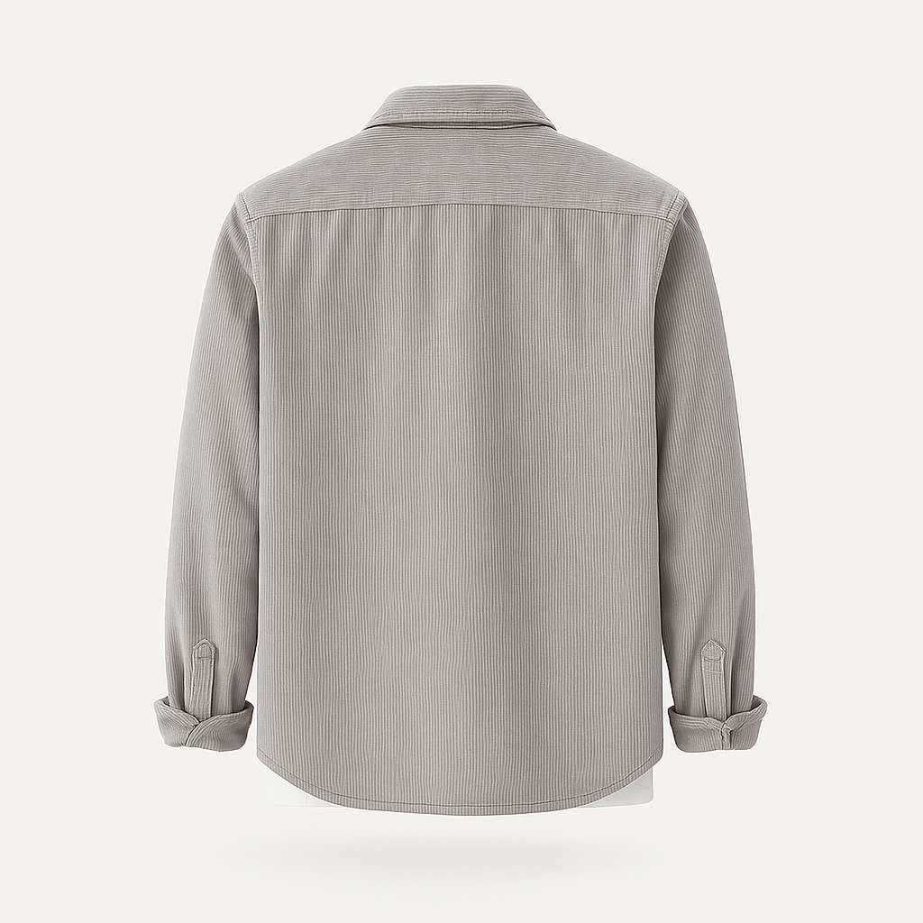 Herren Cordhemd langarm einfarbig Knopfleiste Regular Fit Freizeit Business Hemd Taschen