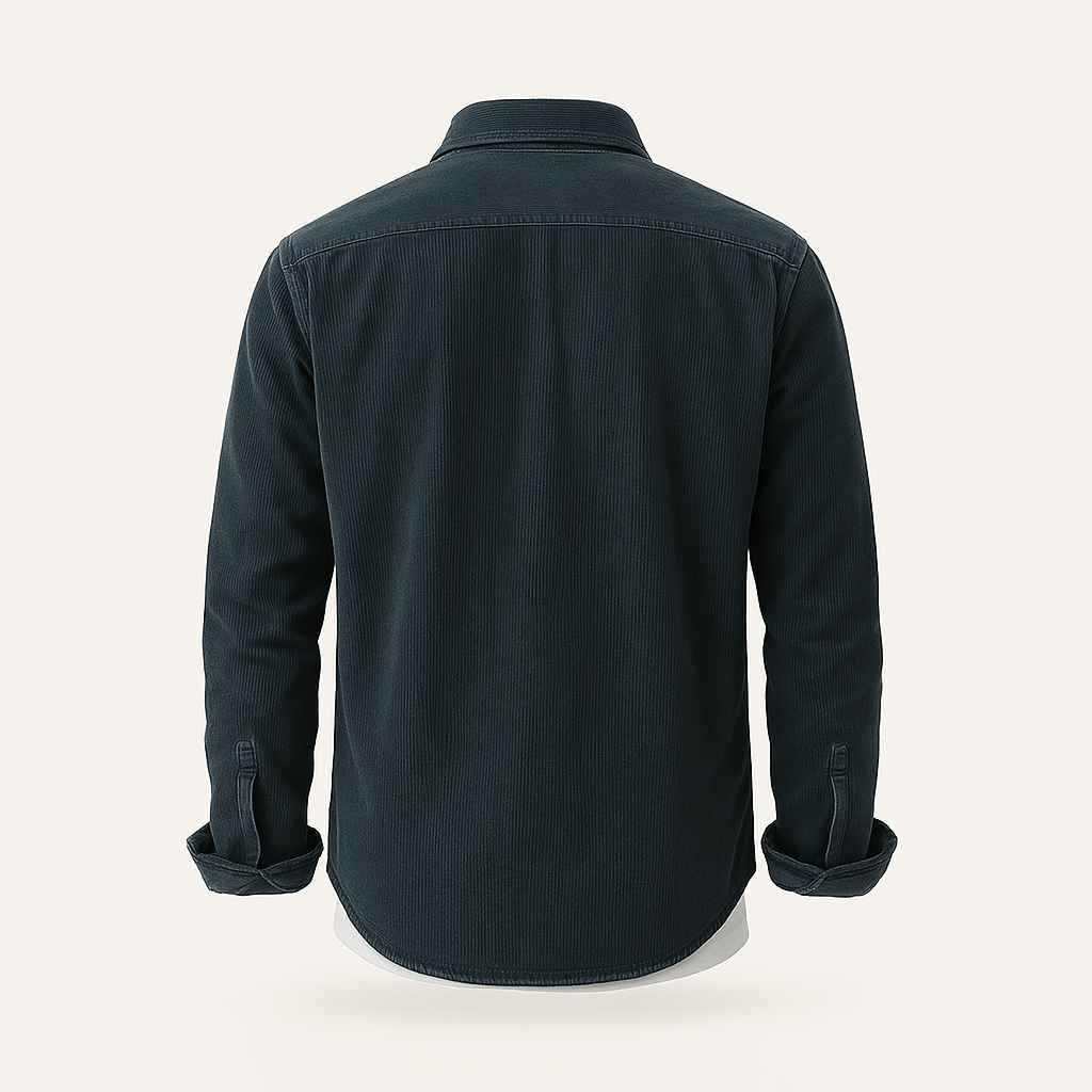 Herren Cordhemd langarm einfarbig Knopfleiste Regular Fit Freizeit Business Hemd Taschen
