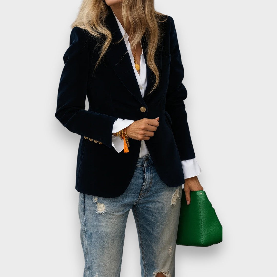 Damen Blazer Langarm Regular Fit Tailliert Einfarbig Elegant Business Freizeit Jacke