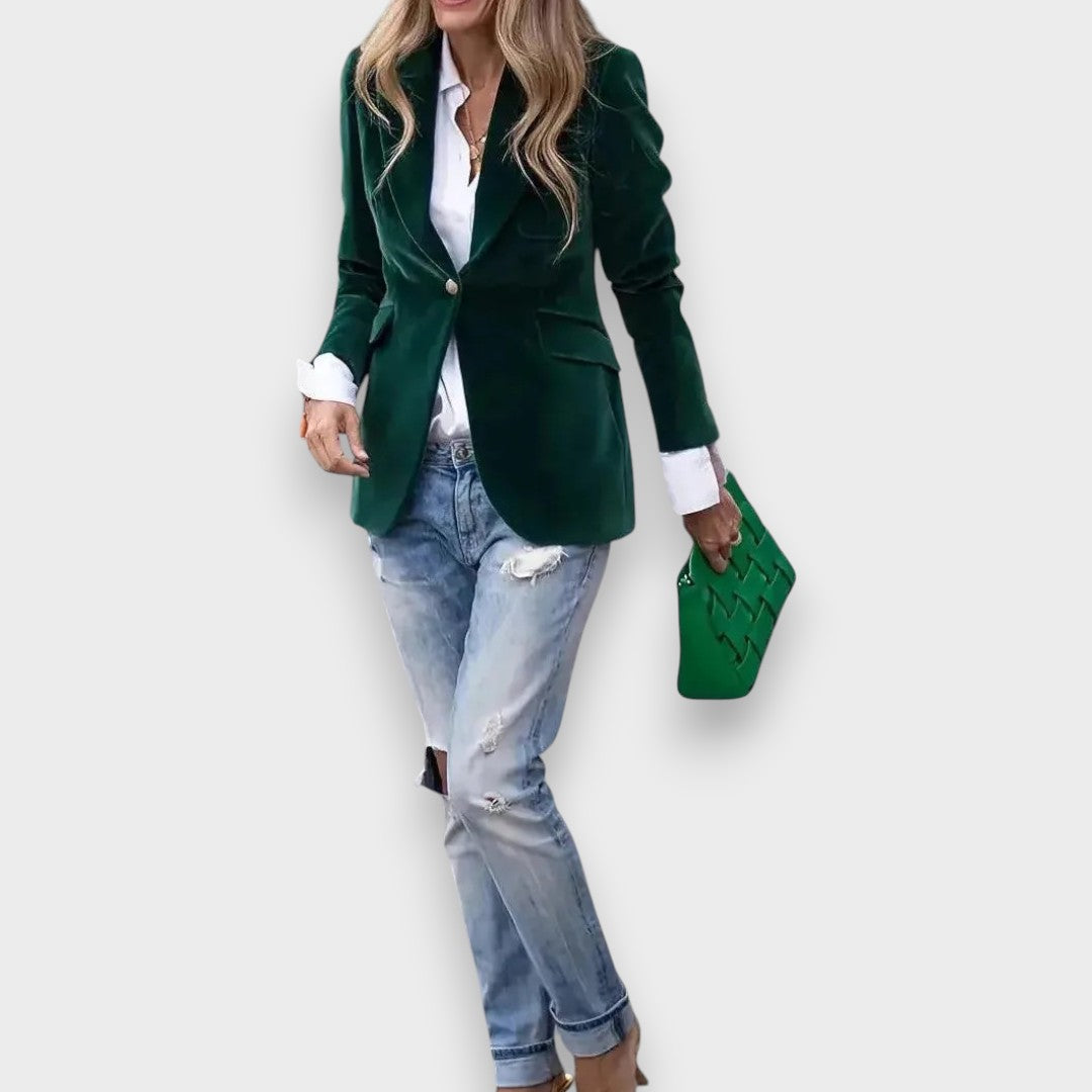 Damen Blazer Langarm Regular Fit Tailliert Einfarbig Elegant Business Freizeit Jacke