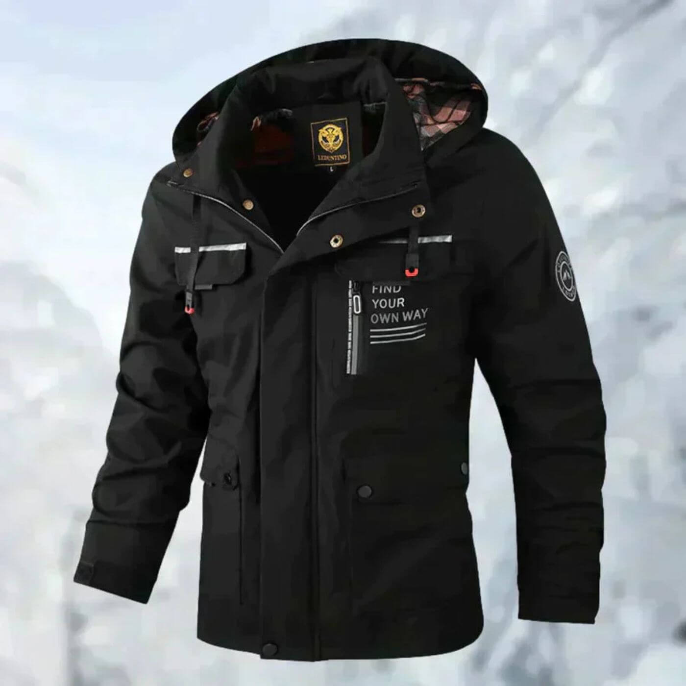 Herren Winterjacke Regular Fit Winddicht Wasserdicht Gefüttert Kapuze Funktional Alltag Outdoor