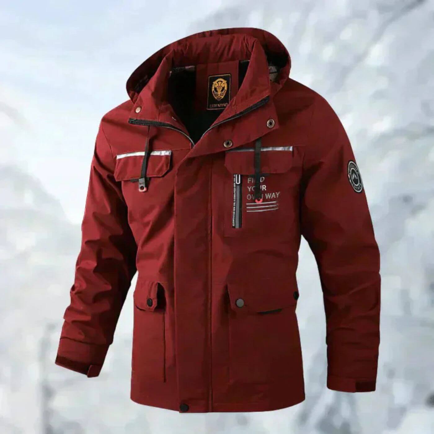 Herren Winterjacke Regular Fit Winddicht Wasserdicht Gefüttert Kapuze Funktional Alltag Outdoor