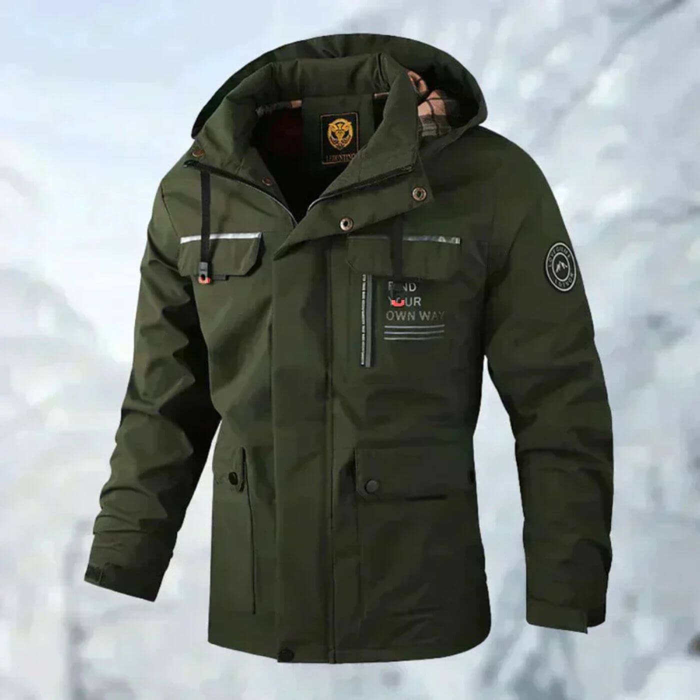 Herren Winterjacke Regular Fit Winddicht Wasserdicht Gefüttert Kapuze Funktional Alltag Outdoor