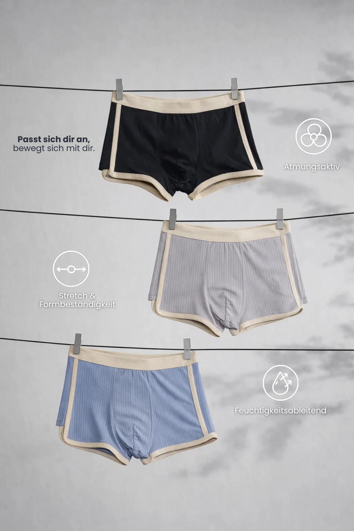 Herren Boxershorts Baumwolle, atmungsaktiv, elastischer Bund, bequeme Passform