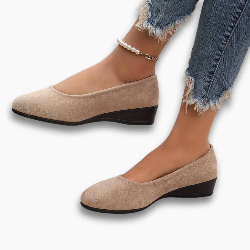 Damen Slip-on Keilabsatz runder Slip-On rutschfest bequem vielseitig