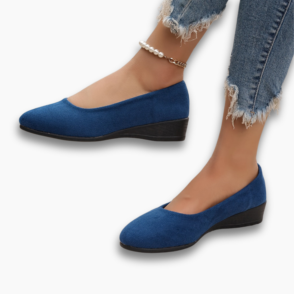 Damen Slip-on Keilabsatz runder Slip-On rutschfest bequem vielseitig